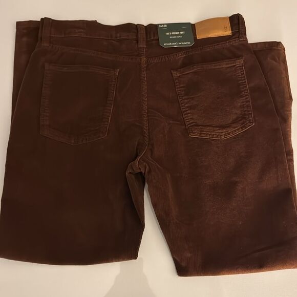 Corduroy Pants Mens 34 30 Brown Relaxed Taper Mutual Weave - Picture 4 of 4
